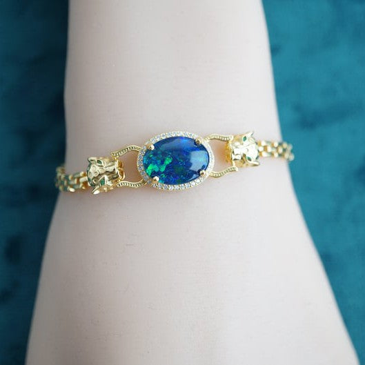 Dainty Sterling silver natural australian opal bracelet 10x14mm-Vsabel Jewellery
