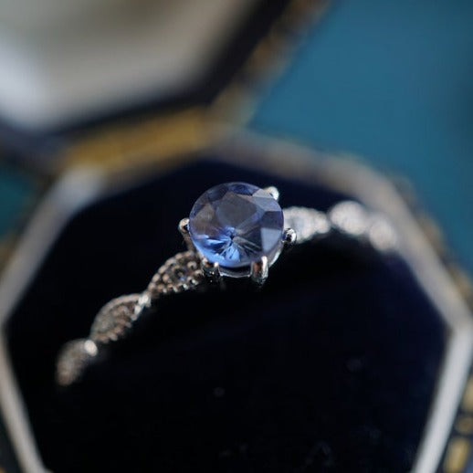 18K White Gold Untreated &amp; Unheated Sapphire Ring, 0.402ct-Vsabel Jewellery