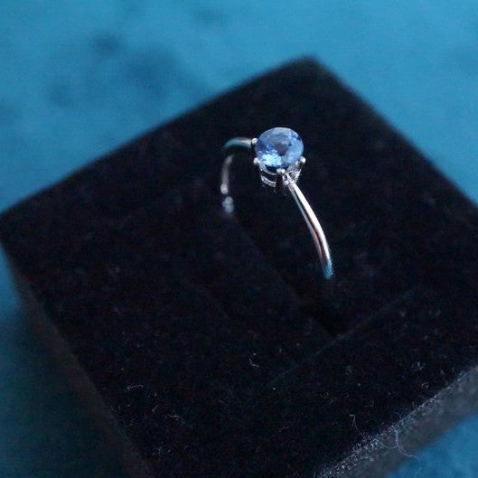 18K White Gold Untreated & Unheated Sapphire Ring, 0.401ct-Vsabel Jewellery