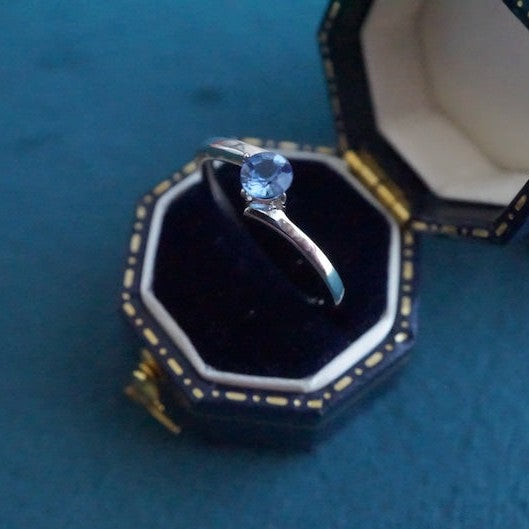 18K White Gold Untreated & Unheated Sapphire Ring, 0.4ct-Vsabel Jewellery