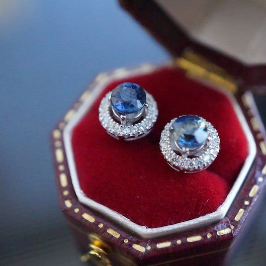 18K White Gold Untreated & Unheated Sapphire Earrings, 1.1ct-Vsabel Jewellery