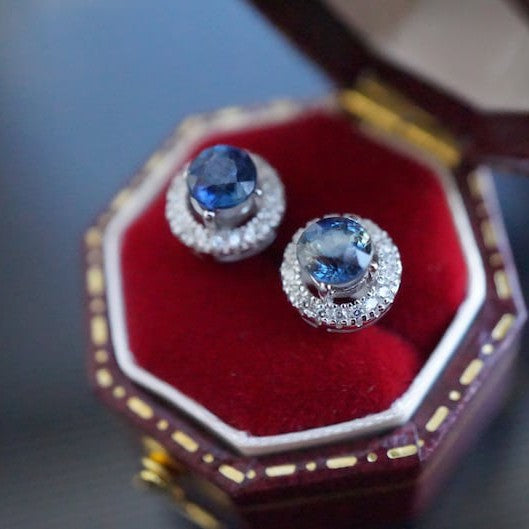 18K White Gold Untreated & Unheated Sapphire Earrings, 1.1ct-Vsabel Jewellery