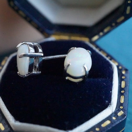 Australian Opal Sterling Silver Stud Earrings