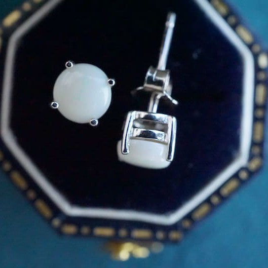 Opulent Opal Stud Earrings - Sterling Silver Brilliance