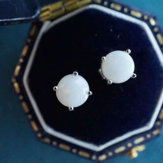 white opal earrings
