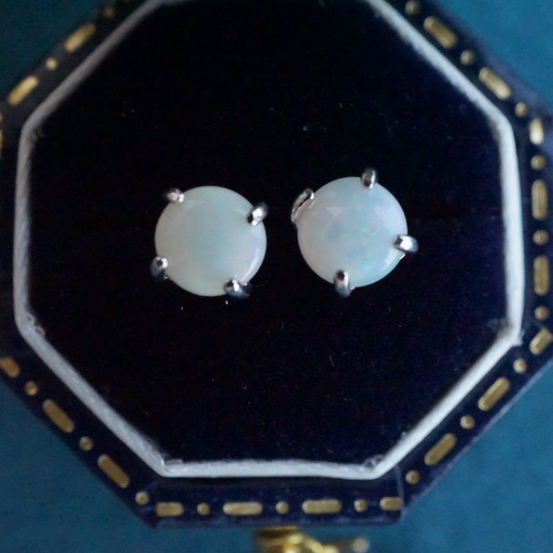 Australian Opal Earring Studs - Sterling Silver Splendor