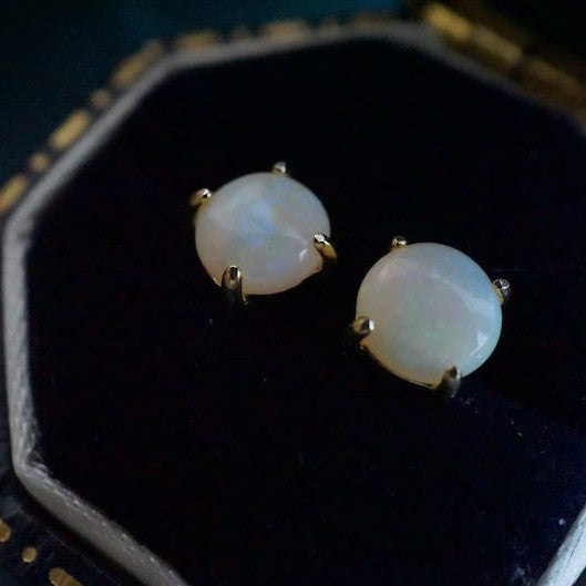 Genuine Opal Stud Earrings - Sterling Silver Sparkle