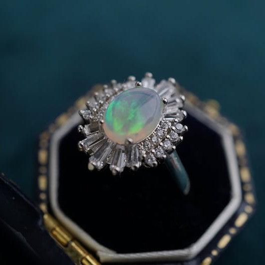 Elegant Crystal Opal Ring