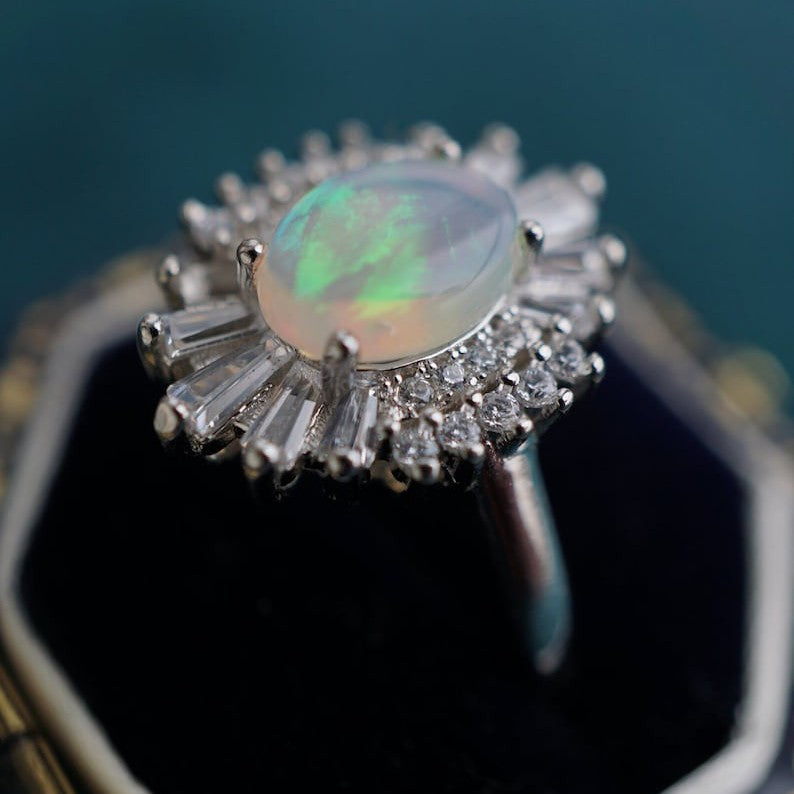 Elegant Crystal Opal Ring