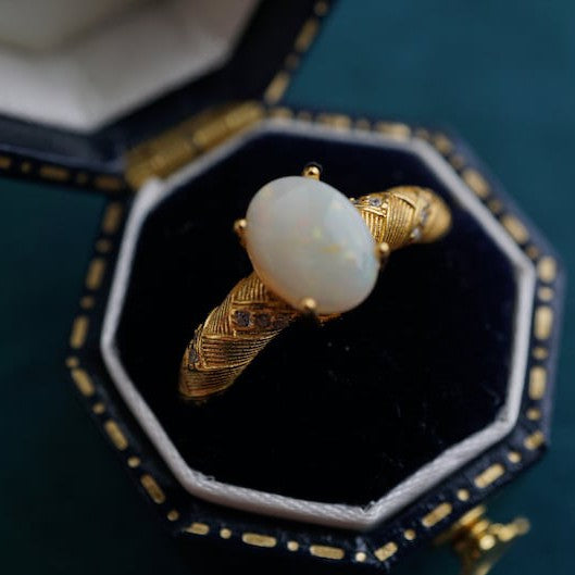 Australian Crystal Opal Ring 925 Sterling Silver