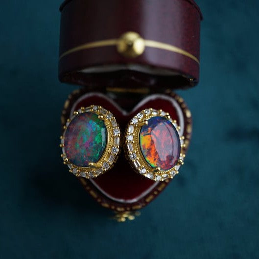 big Opal earring studs