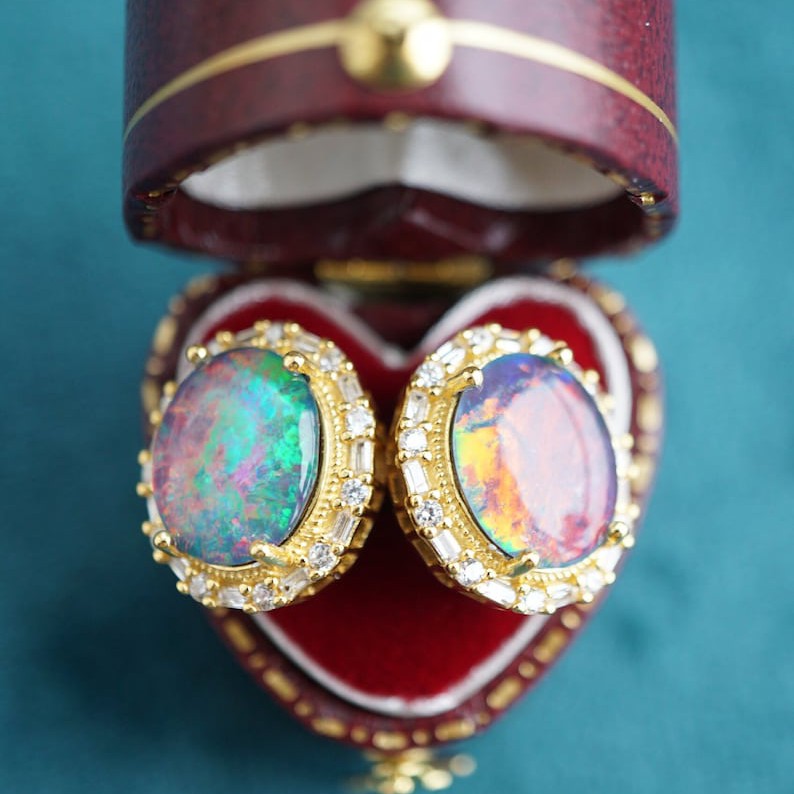 big Opal earring studs