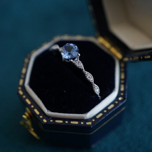 18K White Gold Untreated & Unheated Sapphire Ring, 0.402ct-Vsabel Jewellery