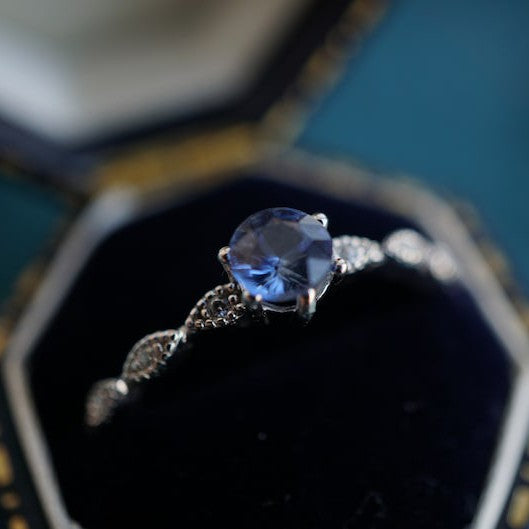 18K White Gold Untreated & Unheated Sapphire Ring, 0.402ct-Vsabel Jewellery