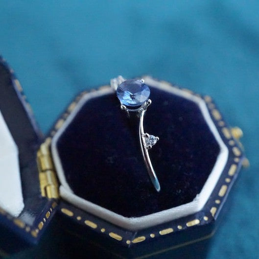 18K White Gold Untreated & Unheated Sapphire Ring, 0.41ct-Vsabel Jewellery