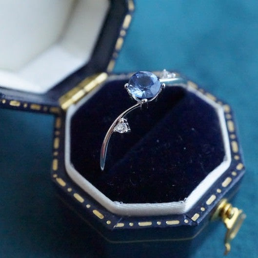 18K White Gold Untreated & Unheated Sapphire Ring, 0.41ct-Vsabel Jewellery