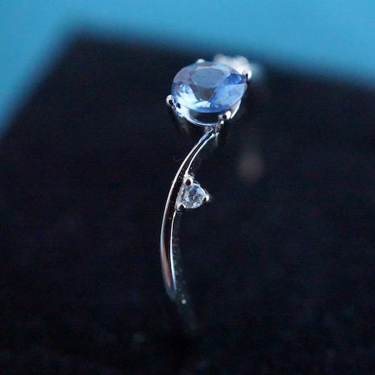 18K White Gold Untreated & Unheated Sapphire Ring, 0.41ct-Vsabel Jewellery