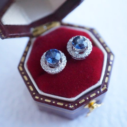 18K White Gold Untreated & Unheated Sapphire Earrings, 1.1ct-Vsabel Jewellery
