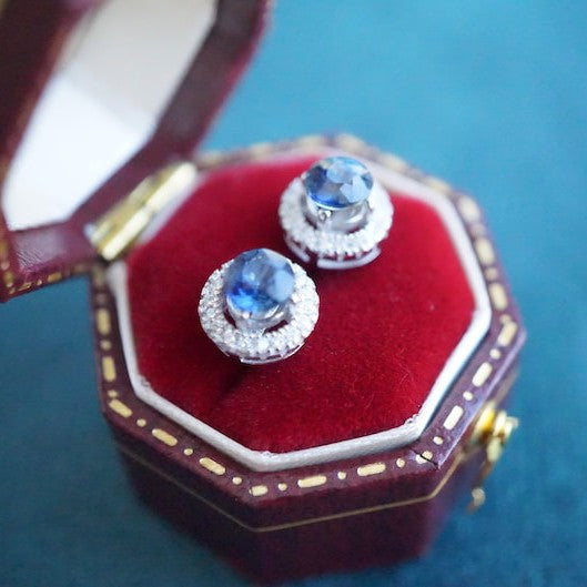 18K White Gold Untreated & Unheated Sapphire Earrings, 1.1ct-Vsabel Jewellery