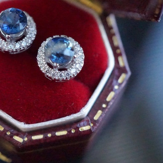 18K White Gold Untreated & Unheated Sapphire Earrings, 1.1ct-Vsabel Jewellery