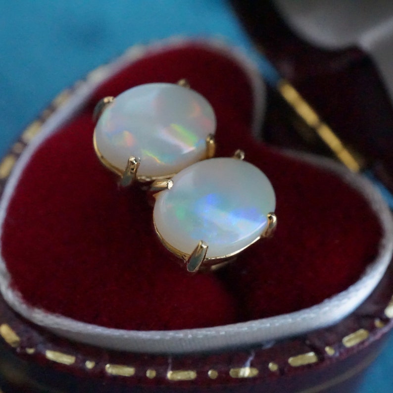 18k Gold Opal Earrings - Australian Solid Opals-Vsabel Jewellery