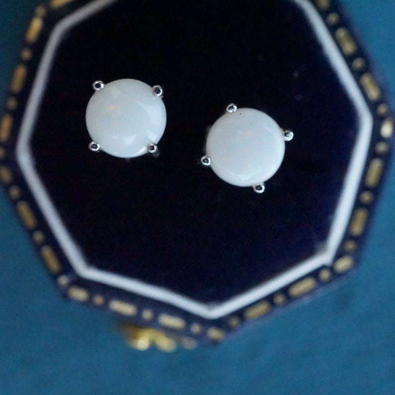 white opal earrings
