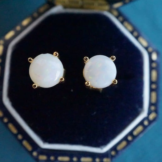 white opal earring studs