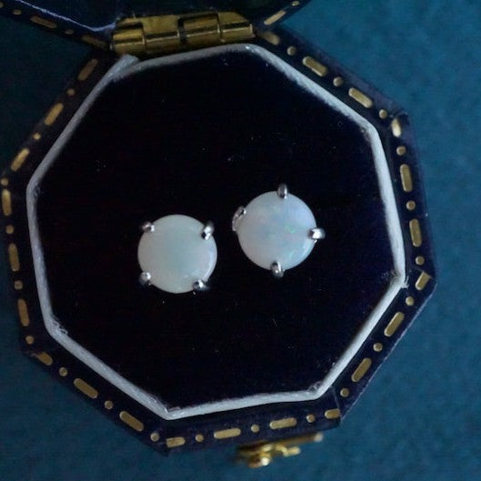Australian Opal Earring Studs - Sterling Silver Splendor