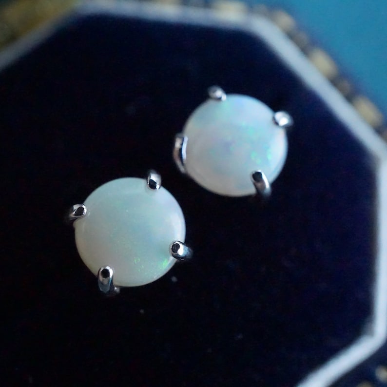Australian Opal Earring Studs - Sterling Silver Splendor