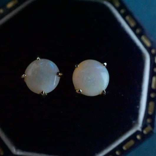 Genuine Opal Stud Earrings - Sterling Silver Sparkle