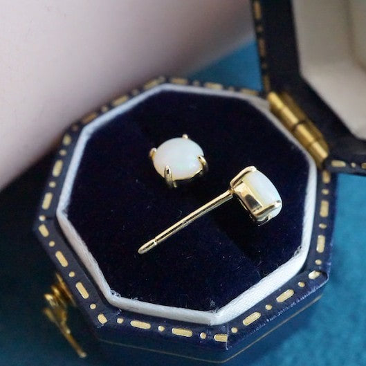 Genuine Opal Stud Earrings - Sterling Silver Sparkle