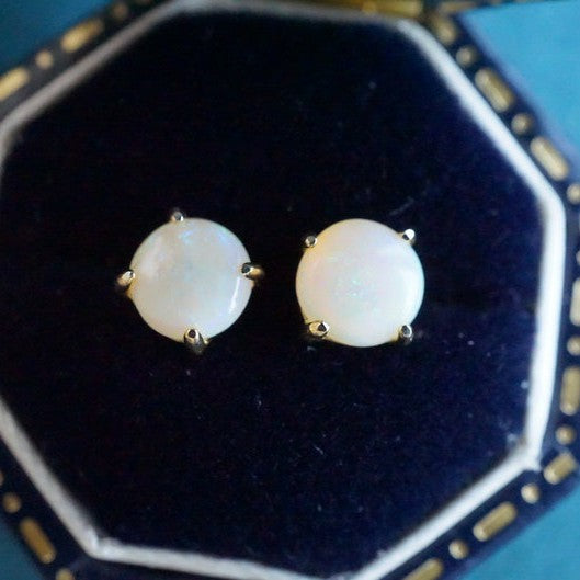Genuine Opal Stud Earrings - Sterling Silver Sparkle