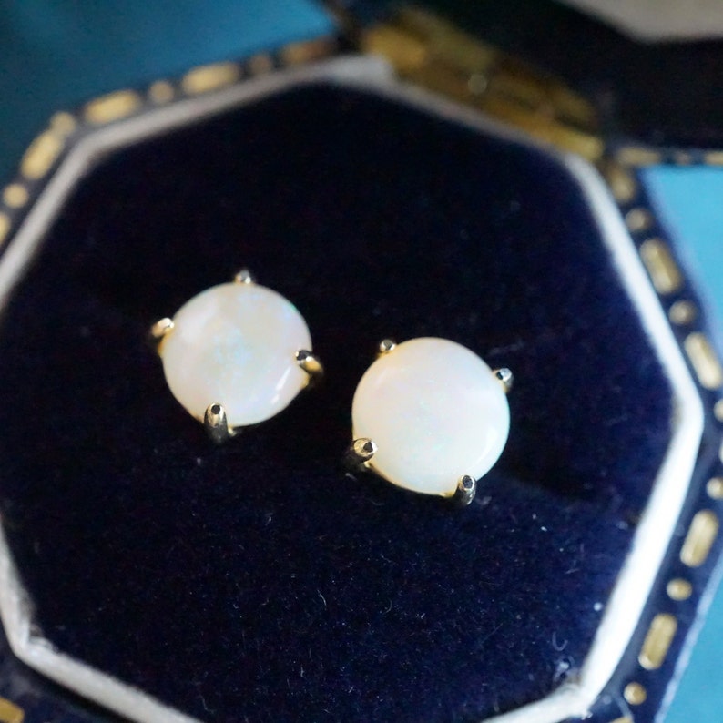 Genuine Opal Stud Earrings - Sterling Silver Sparkle