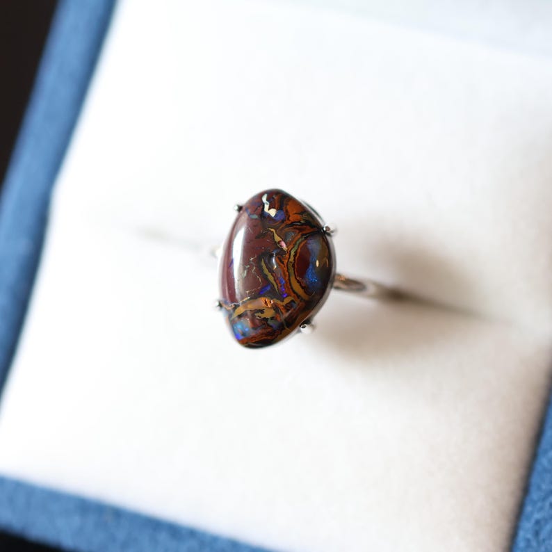 Genuine Australian Boulder Opal Ring