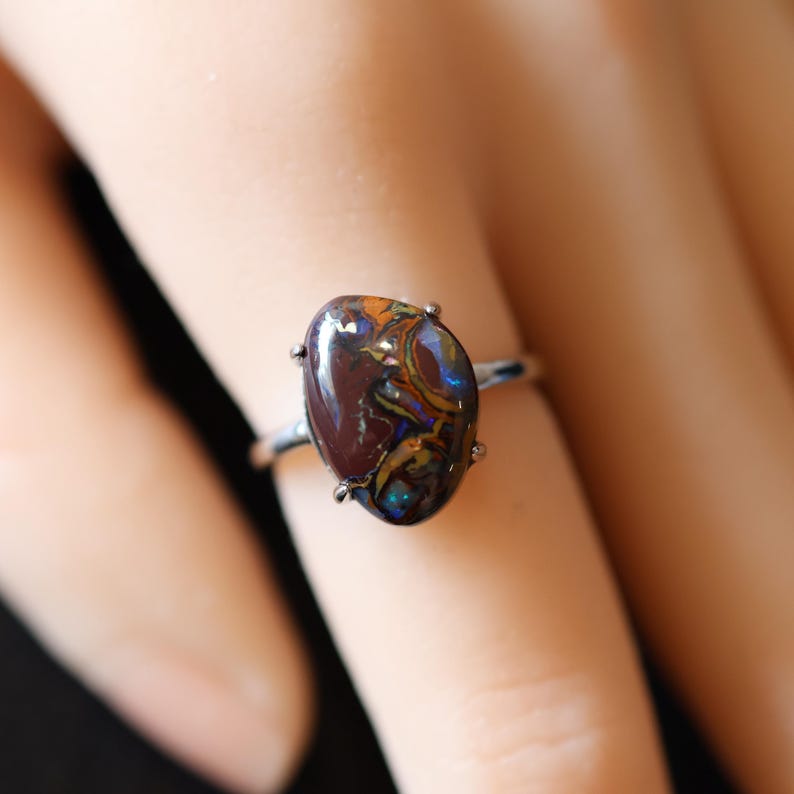 Genuine Australian Boulder Opal Ring
