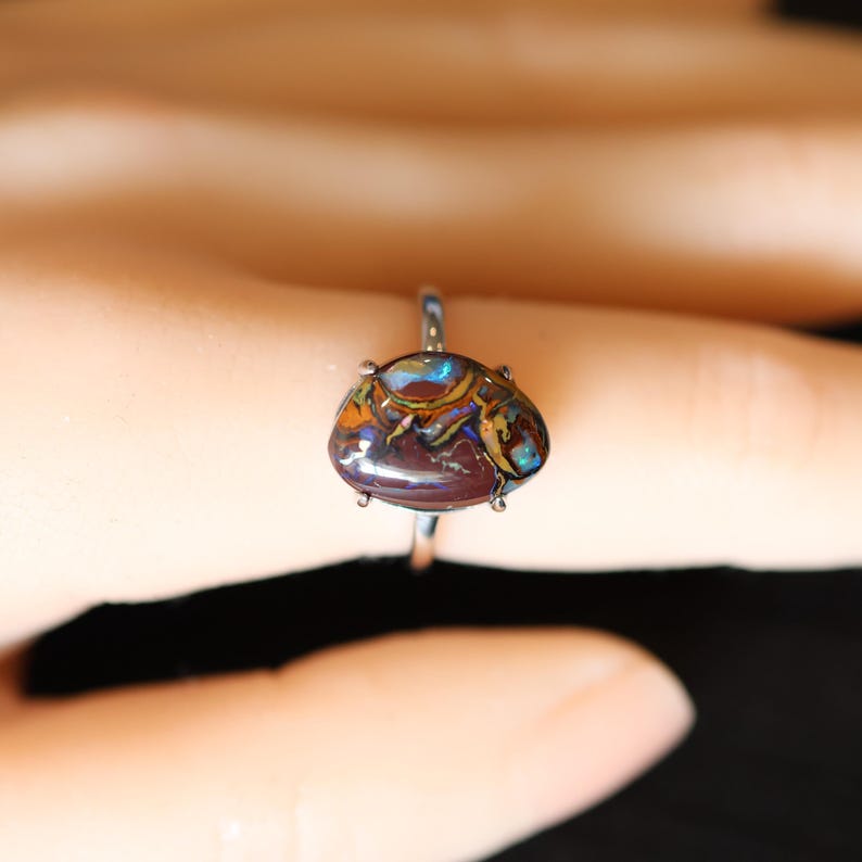 Genuine Australian Boulder Opal Ring