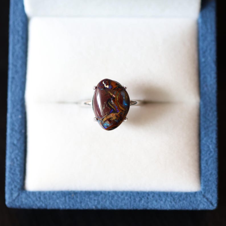 Genuine Australian Boulder Opal Ring