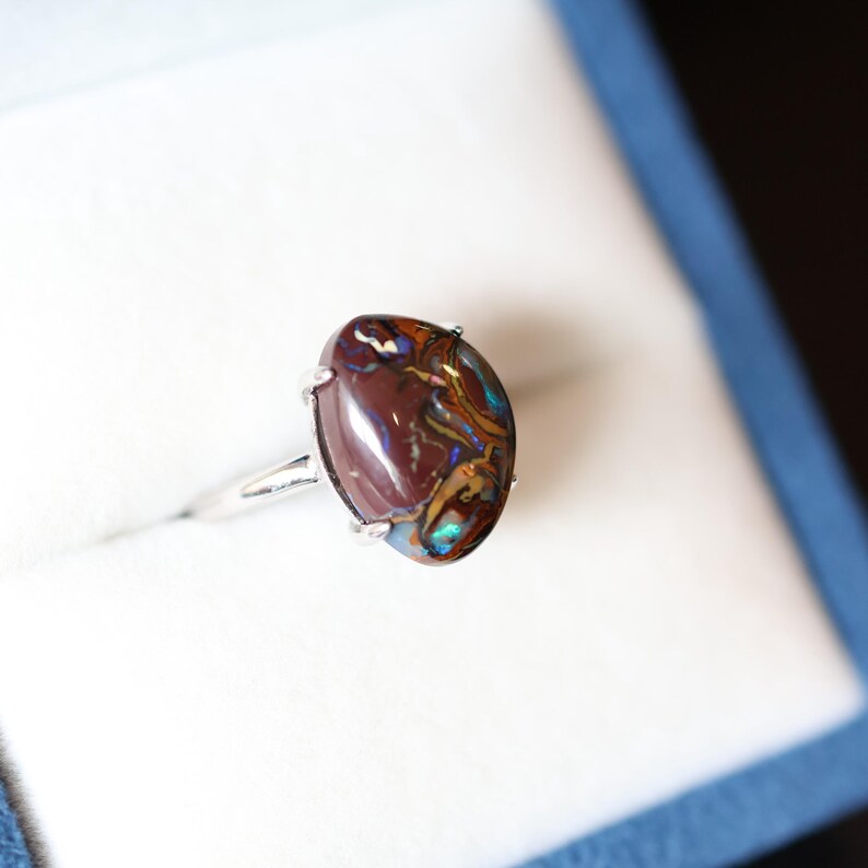 Genuine Australian Boulder Opal Ring