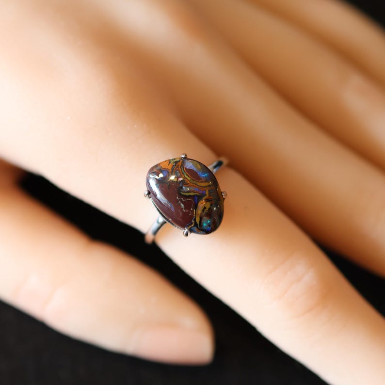 Genuine Australian Boulder Opal Ring