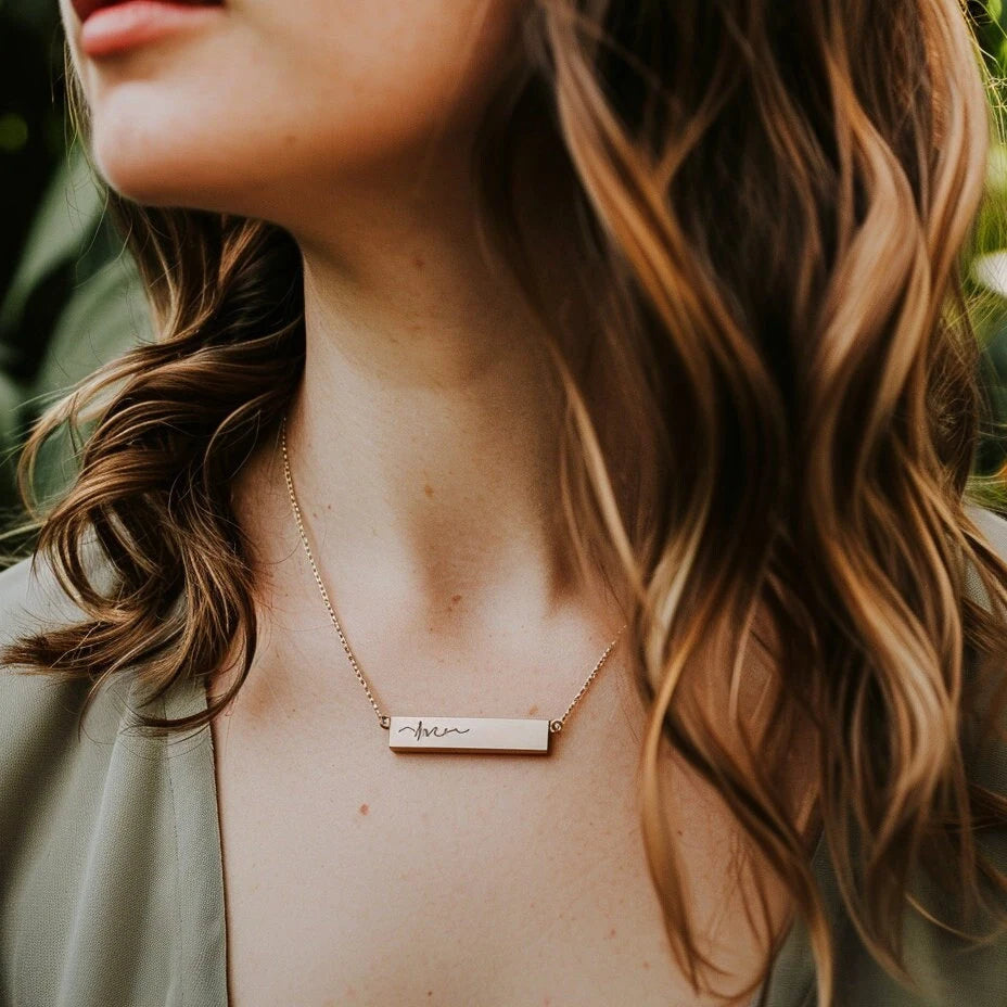 Custom Name Bar Necklace, Personalized Engraved Necklace, Unique Name Necklace, Anniversary Date Necklace, Thoughtful Gift, Bridesmaid gift