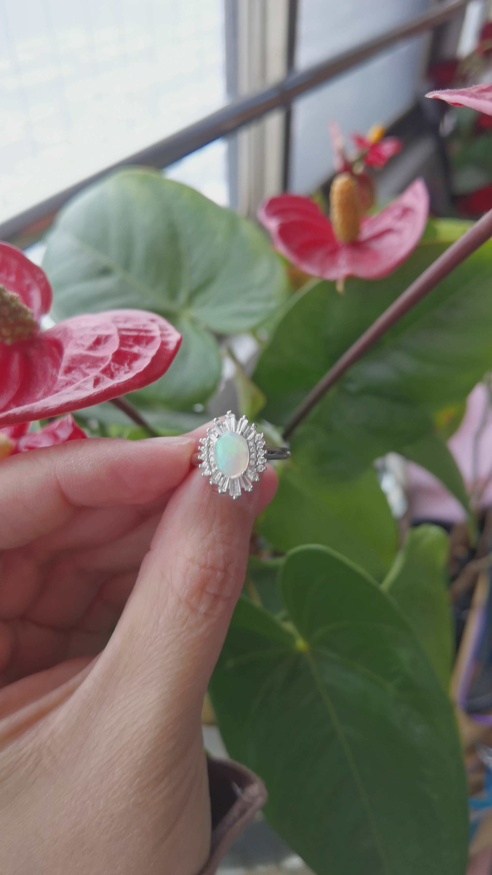 Elegant Crystal Opal Ring