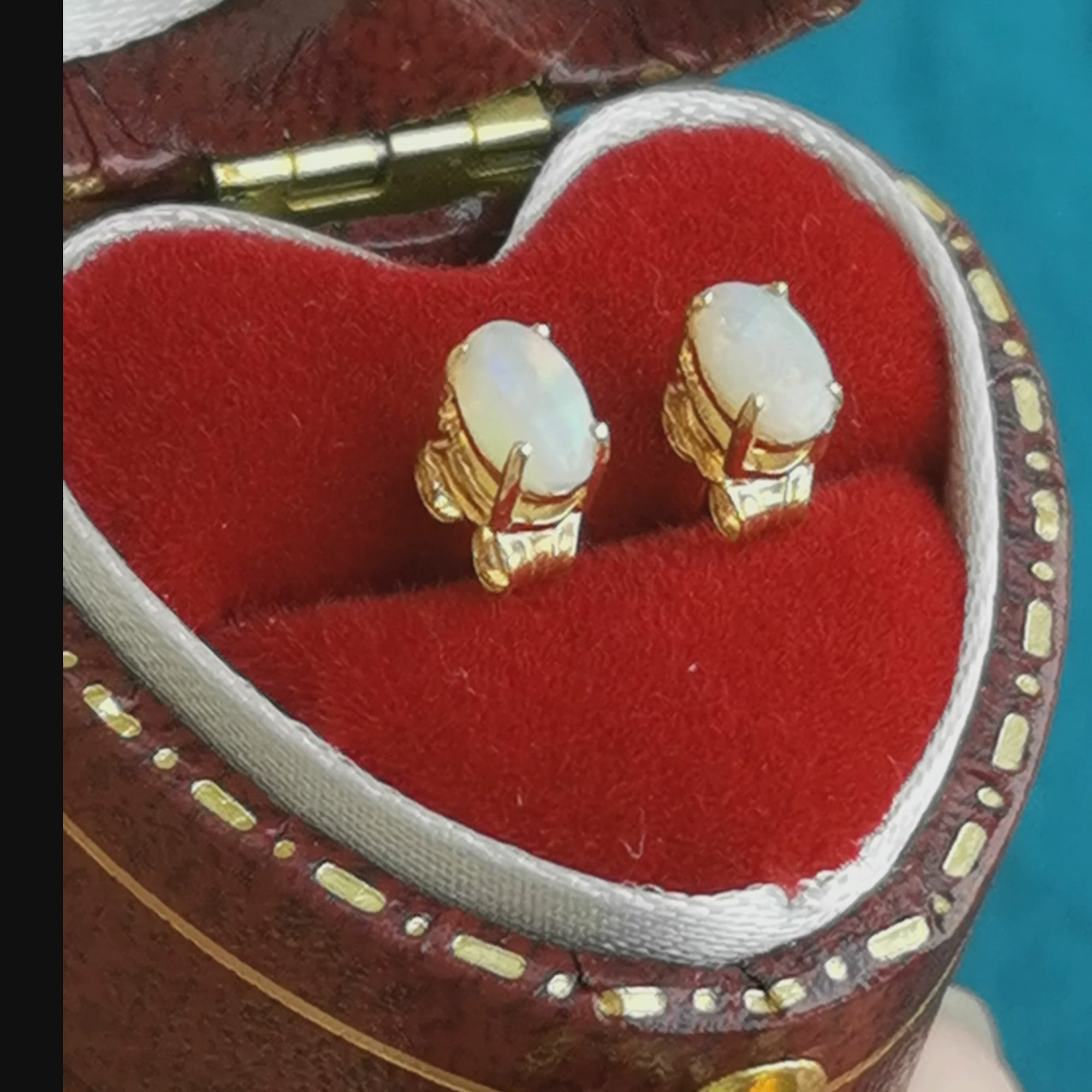 Elegant 18K Gold Australian Opal Stud Earrings