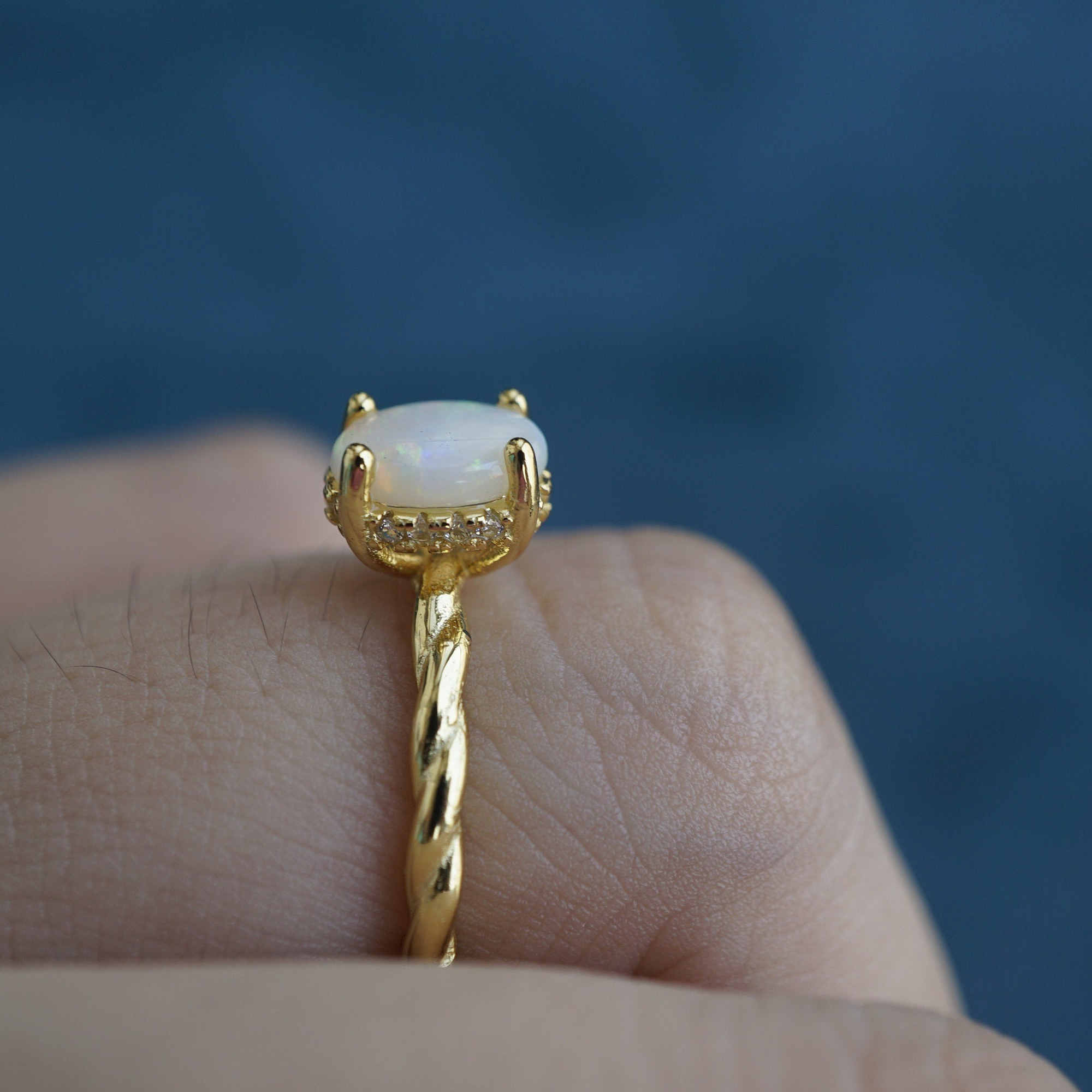 Elegant Australian Crystal Opal Ring-Vsabel Jewellery