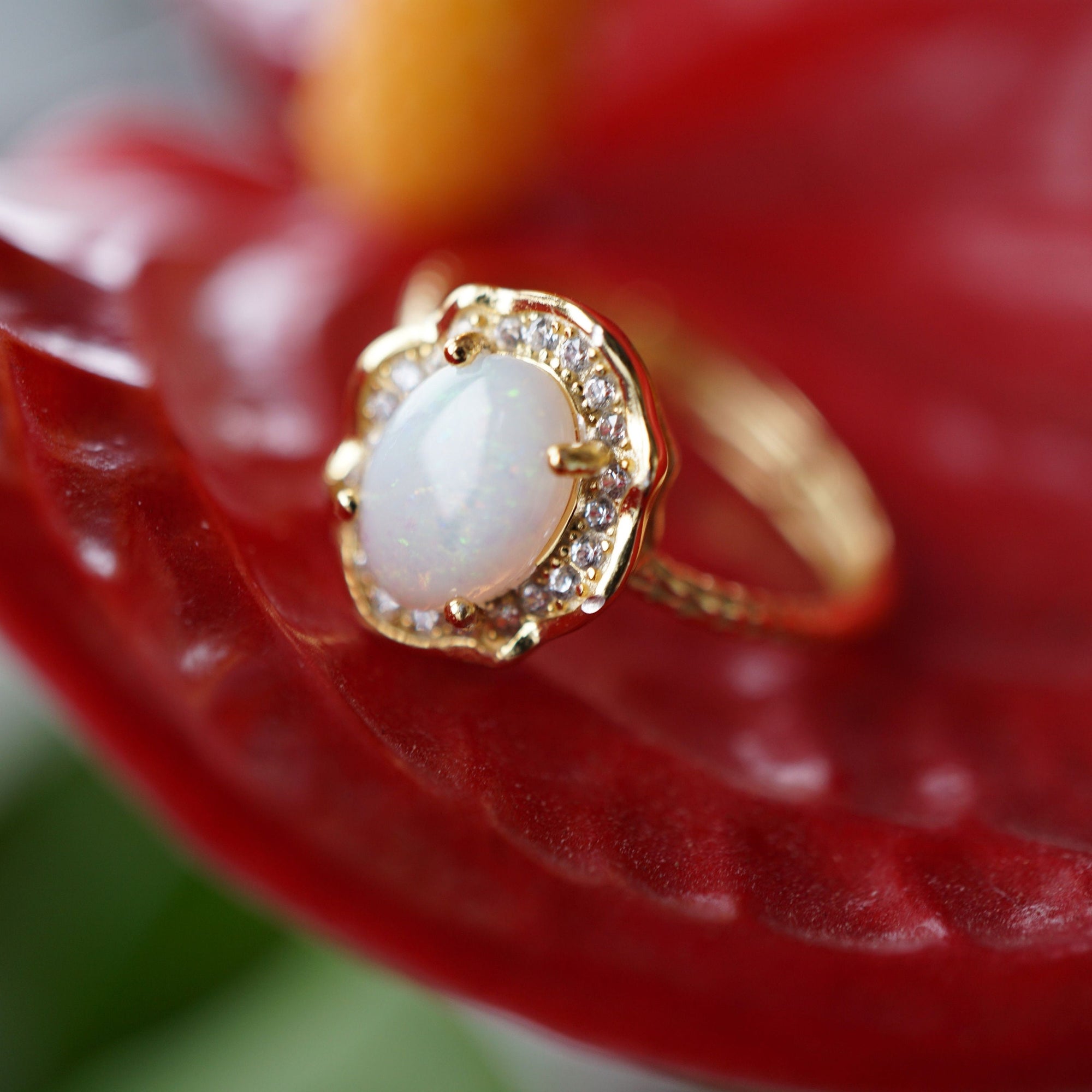 Exquisite Australian Crystal Opal Ring-Vsabel Jewellery