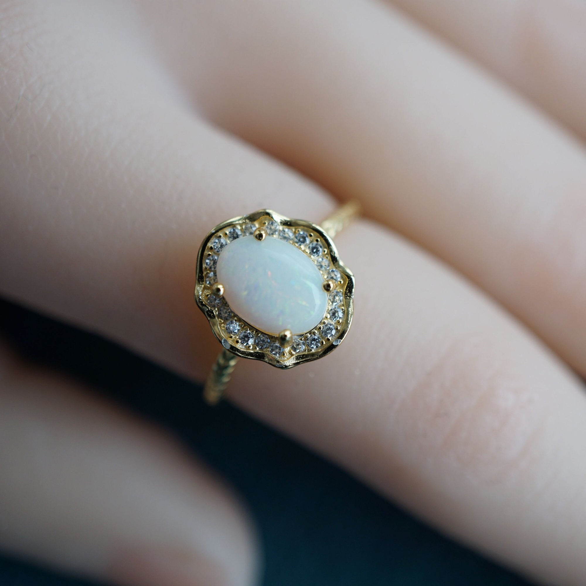 Exquisite Australian Crystal Opal Ring-Vsabel Jewellery