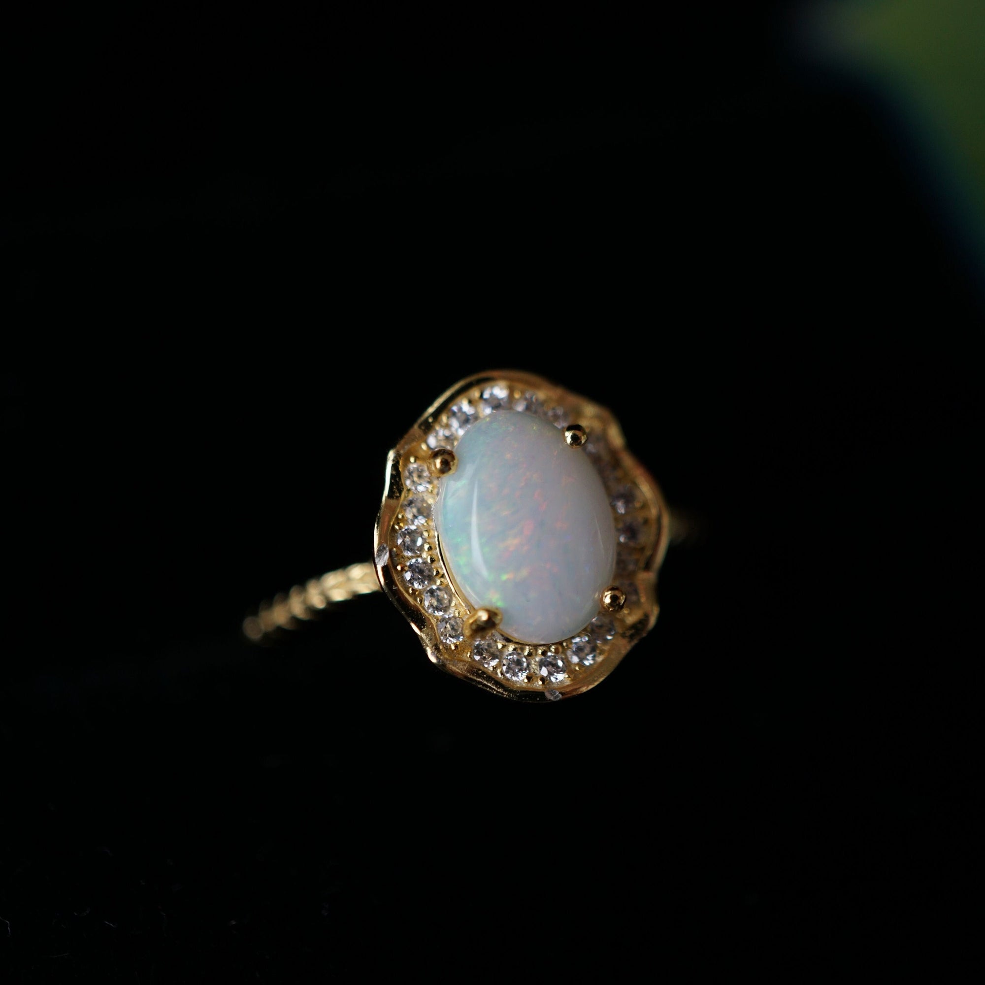 Exquisite Australian Crystal Opal Ring-Vsabel Jewellery
