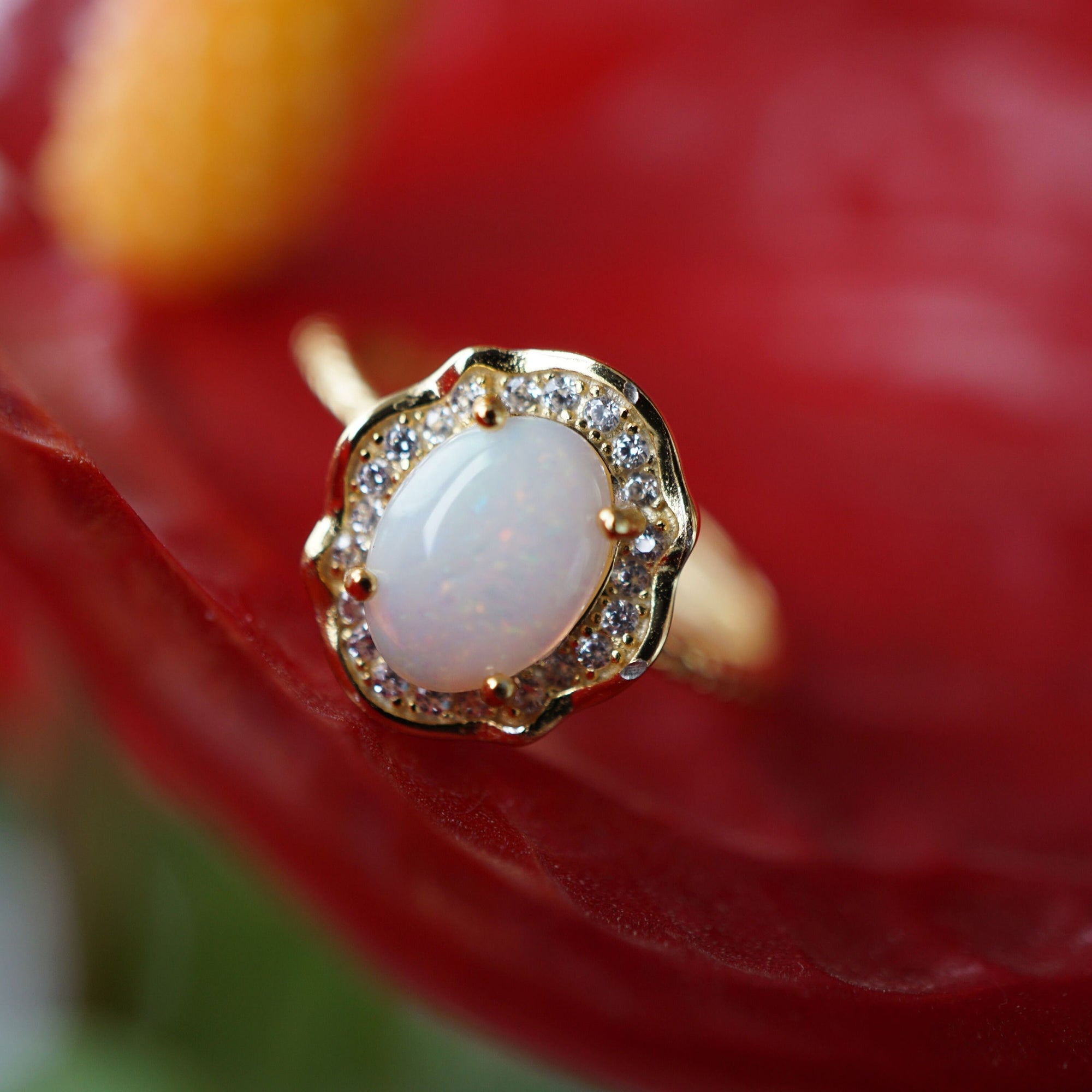 Exquisite Australian Crystal Opal Ring-Vsabel Jewellery