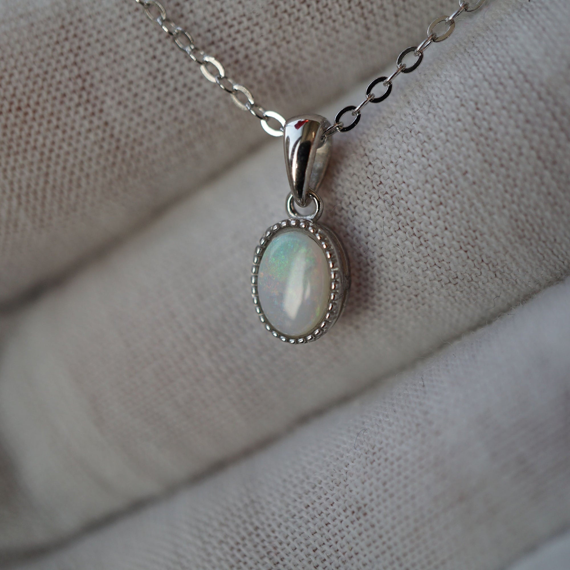 Vintage classic style simple australian crystal opal necklace-Vsabel Jewellery