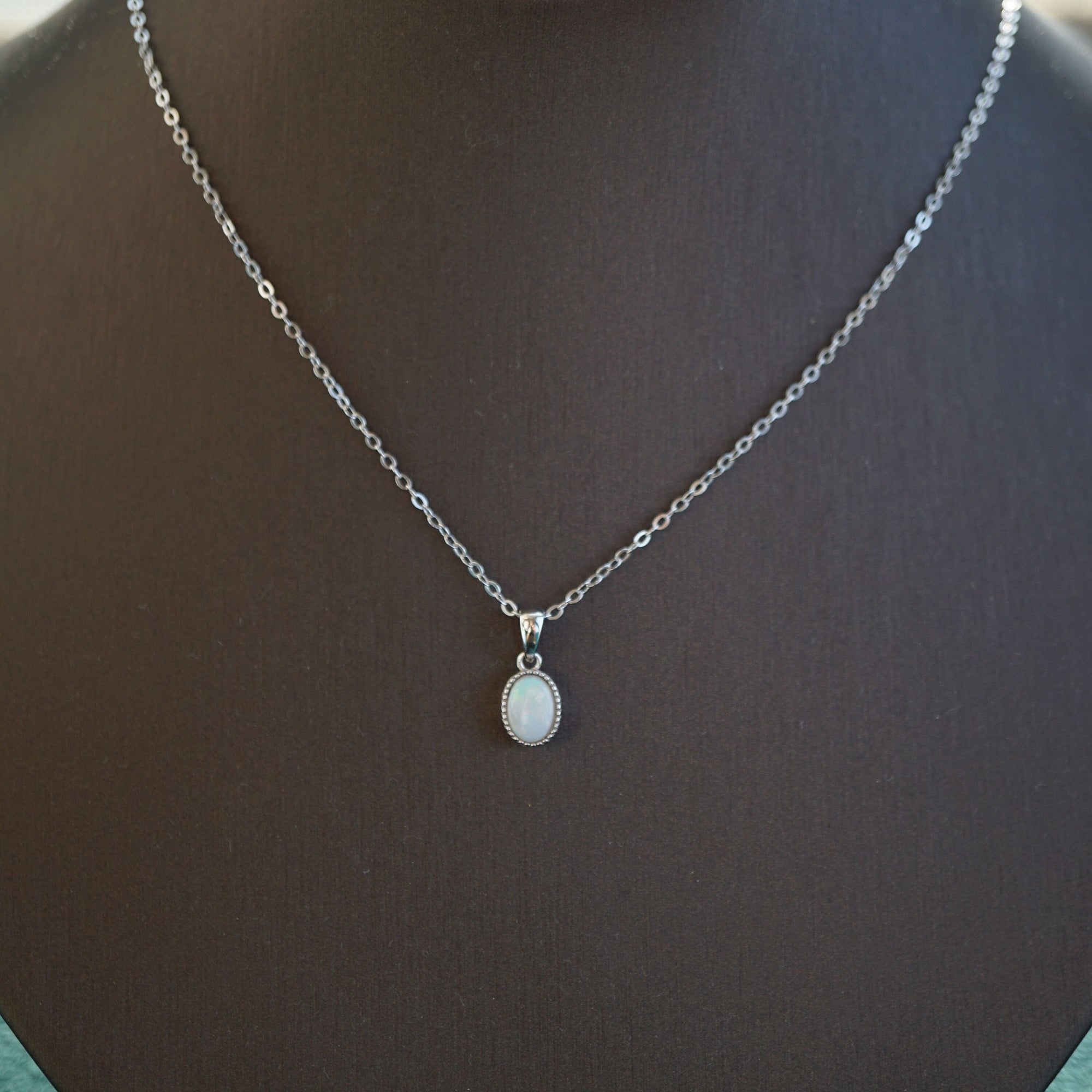Vintage classic style simple australian crystal opal necklace-Vsabel Jewellery