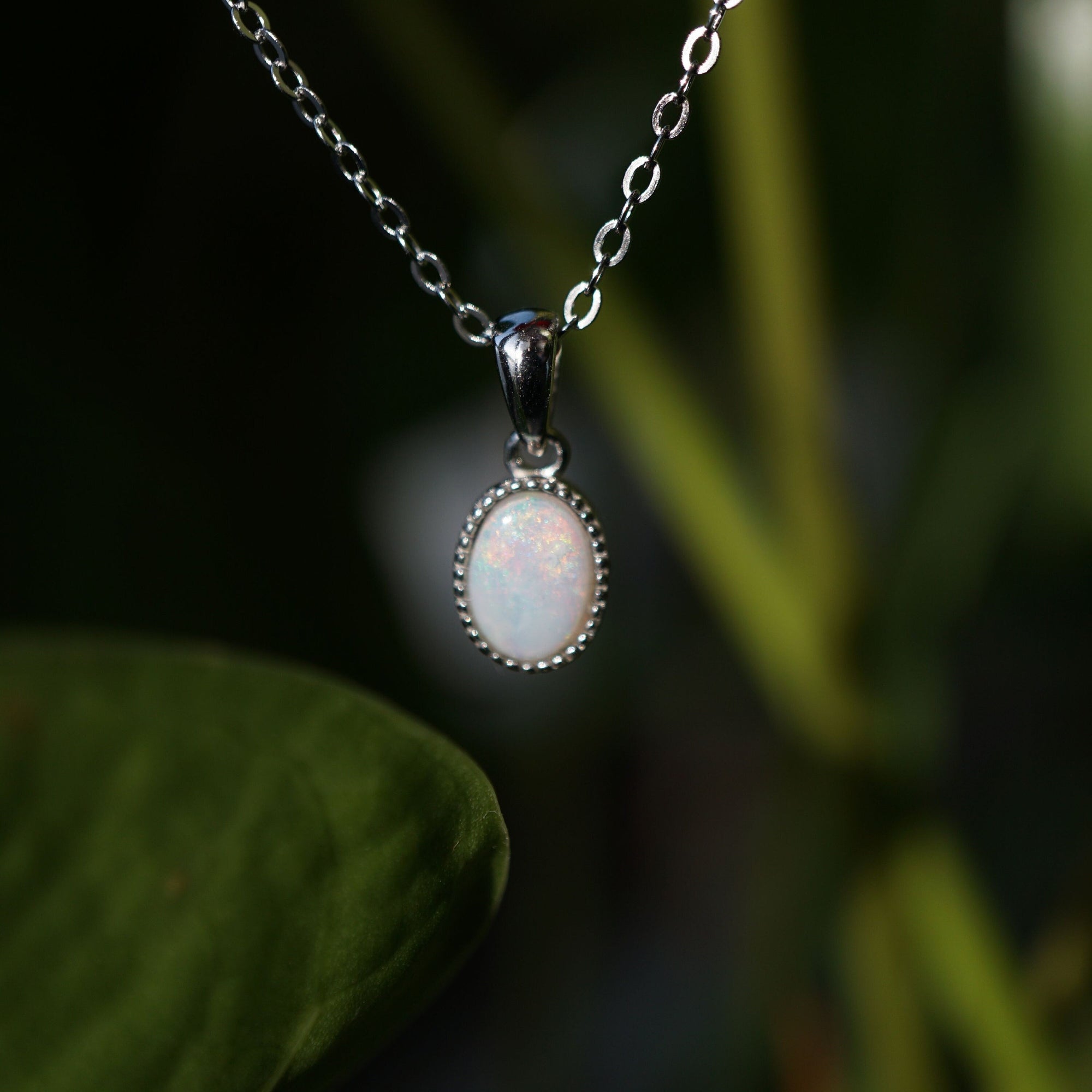 Vintage classic style simple australian crystal opal necklace-Vsabel Jewellery